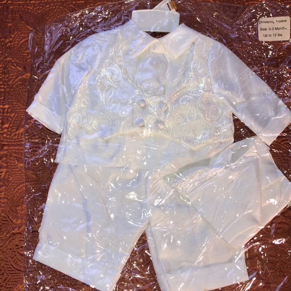 Boy’s Christening Outfit Suit w Cap